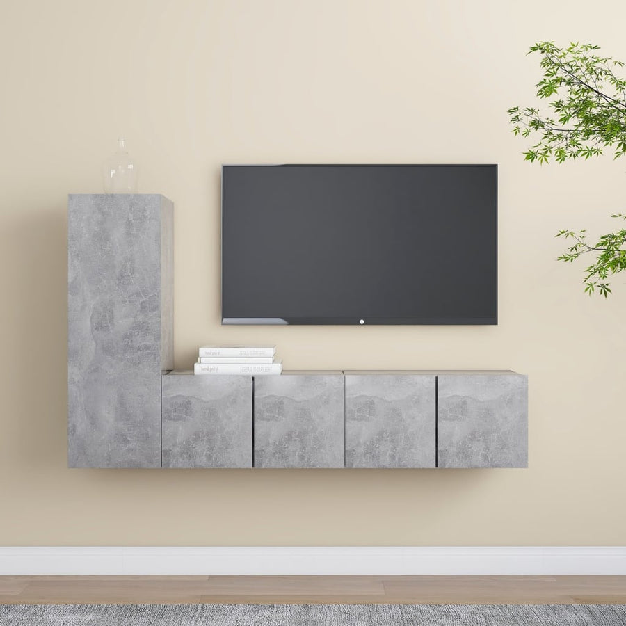 3-Delige Tv-Meubelset Spaanplaat 60 x 30 x 30 cm Betongrijs