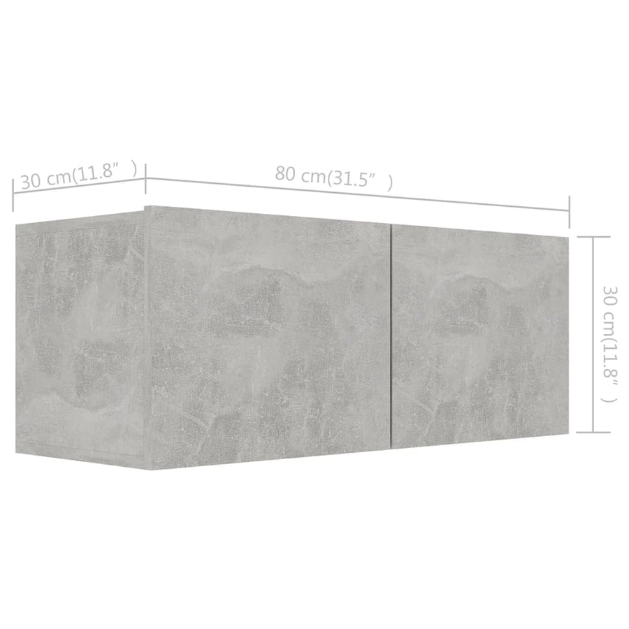 4-Delige Tv-Meubelset Spaanplaat 80 cm Betongrijs