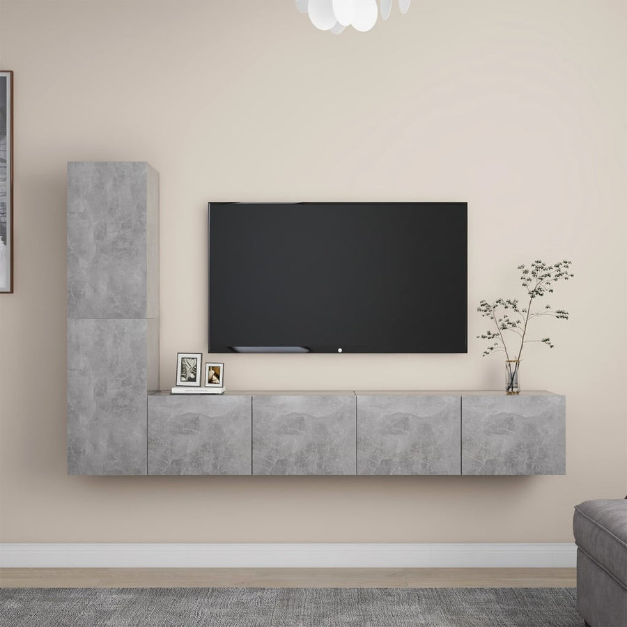 4-Delige Tv-Meubelset Spaanplaat 80 cm Betongrijs