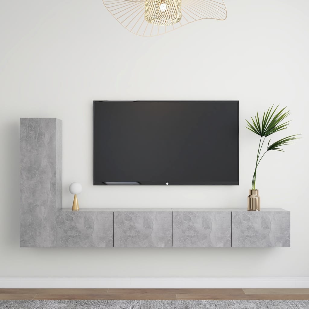 3-Delige Tv-Meubelset Spaanplaat 100 x 30 x 30 cm Betongrijs