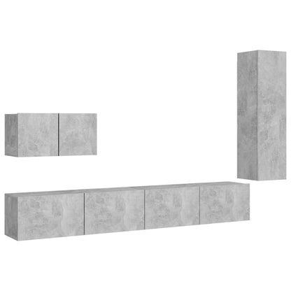 4-Delige Tv-Meubelset Spaanplaat 30.5 x 30 x 110 cm Betongrijs