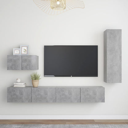 4-Delige Tv-Meubelset Spaanplaat 30.5 x 30 x 110 cm Betongrijs