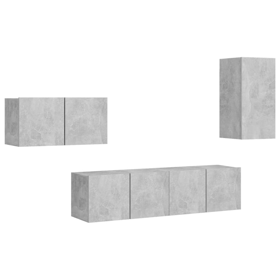 4-Delige Tv-Meubelset Spaanplaat 30.5 x 30 x 60 cm Betongrijs