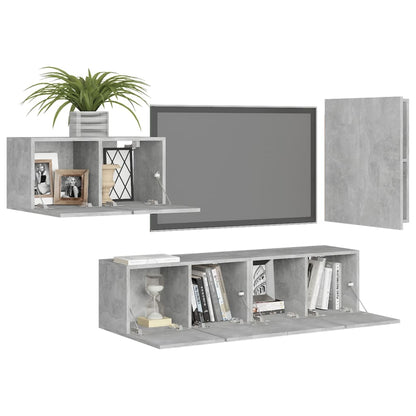 4-Delige Tv-Meubelset Spaanplaat 30.5 x 30 x 60 cm Betongrijs