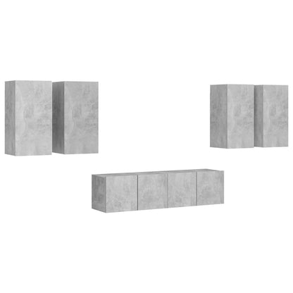 6-Delige Tv-Meubelset Spaanplaat 60 cm Betongrijs