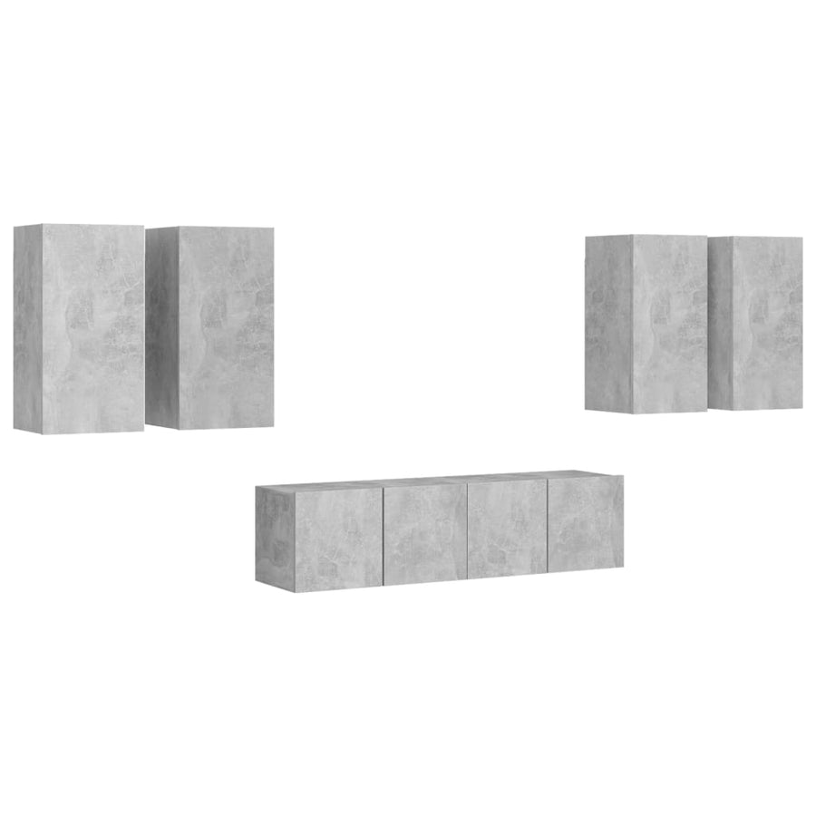 6-Delige Tv-Meubelset Spaanplaat 60 cm Betongrijs