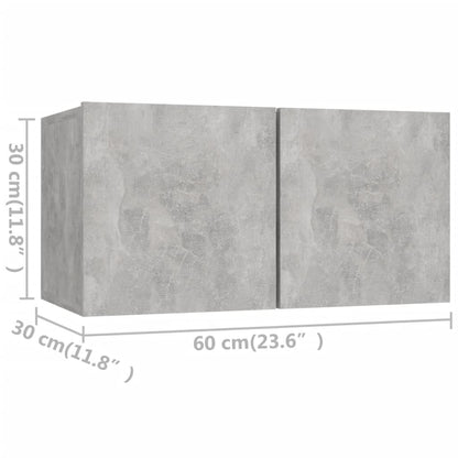 6-Delige Tv-Meubelset Spaanplaat 60 cm Betongrijs
