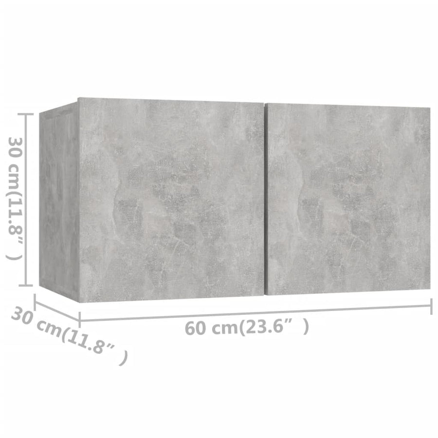 6-Delige Tv-Meubelset Spaanplaat 60 cm Betongrijs