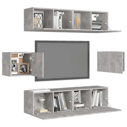 6-Delige Tv-Meubelset Spaanplaat 60 x 30 x 30 cm Betongrijs