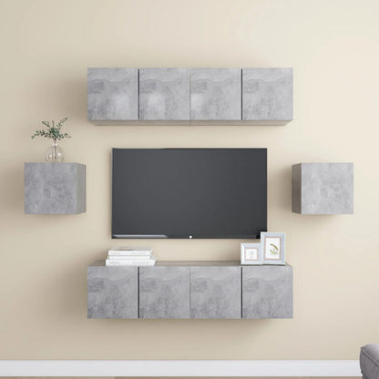 6-Delige Tv-Meubelset Spaanplaat 60 x 30 x 30 cm Betongrijs