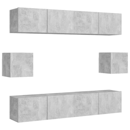 6-Delige Tv-Meubelset Spaanplaat 80 x 30 x 30 cm Betongrijs