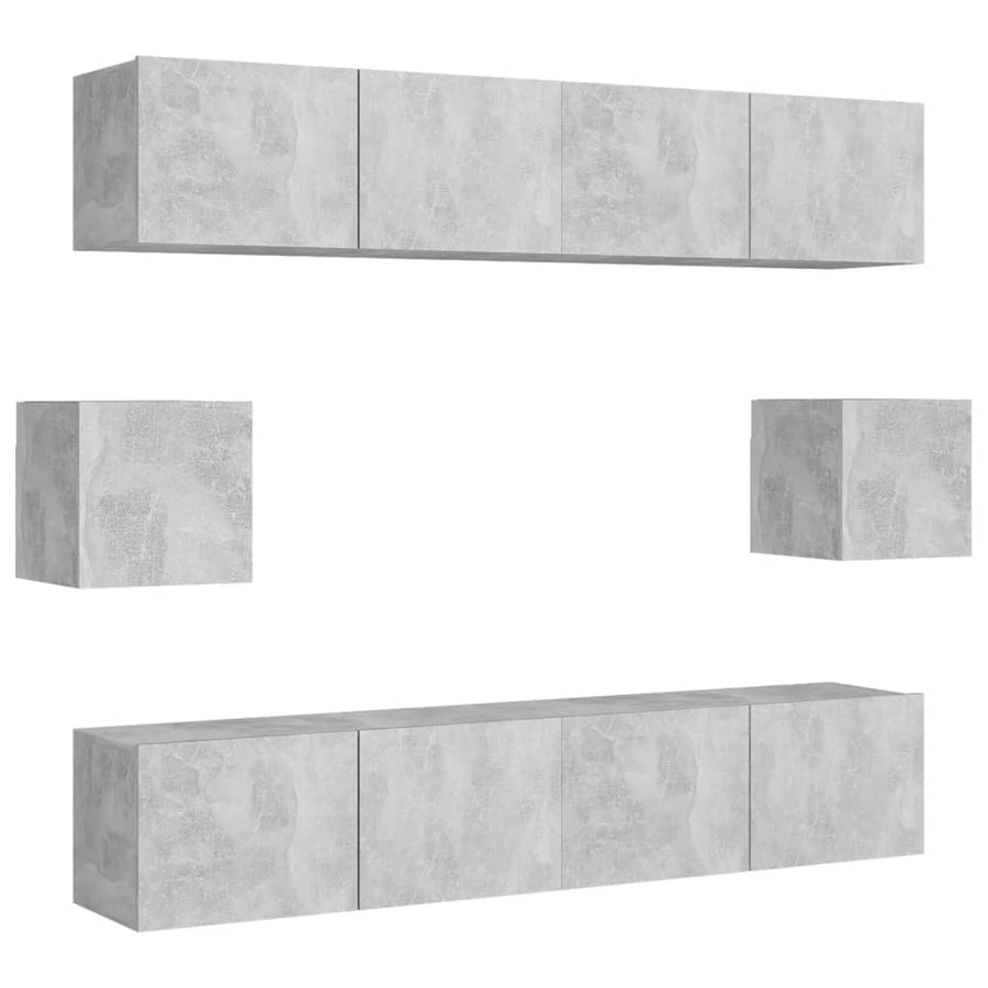 6-Delige Tv-Meubelset Spaanplaat 80 x 30 x 30 cm Betongrijs