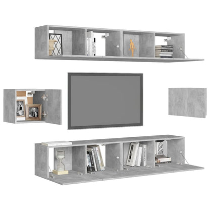 6-Delige Tv-Meubelset Spaanplaat 80 x 30 x 30 cm Betongrijs