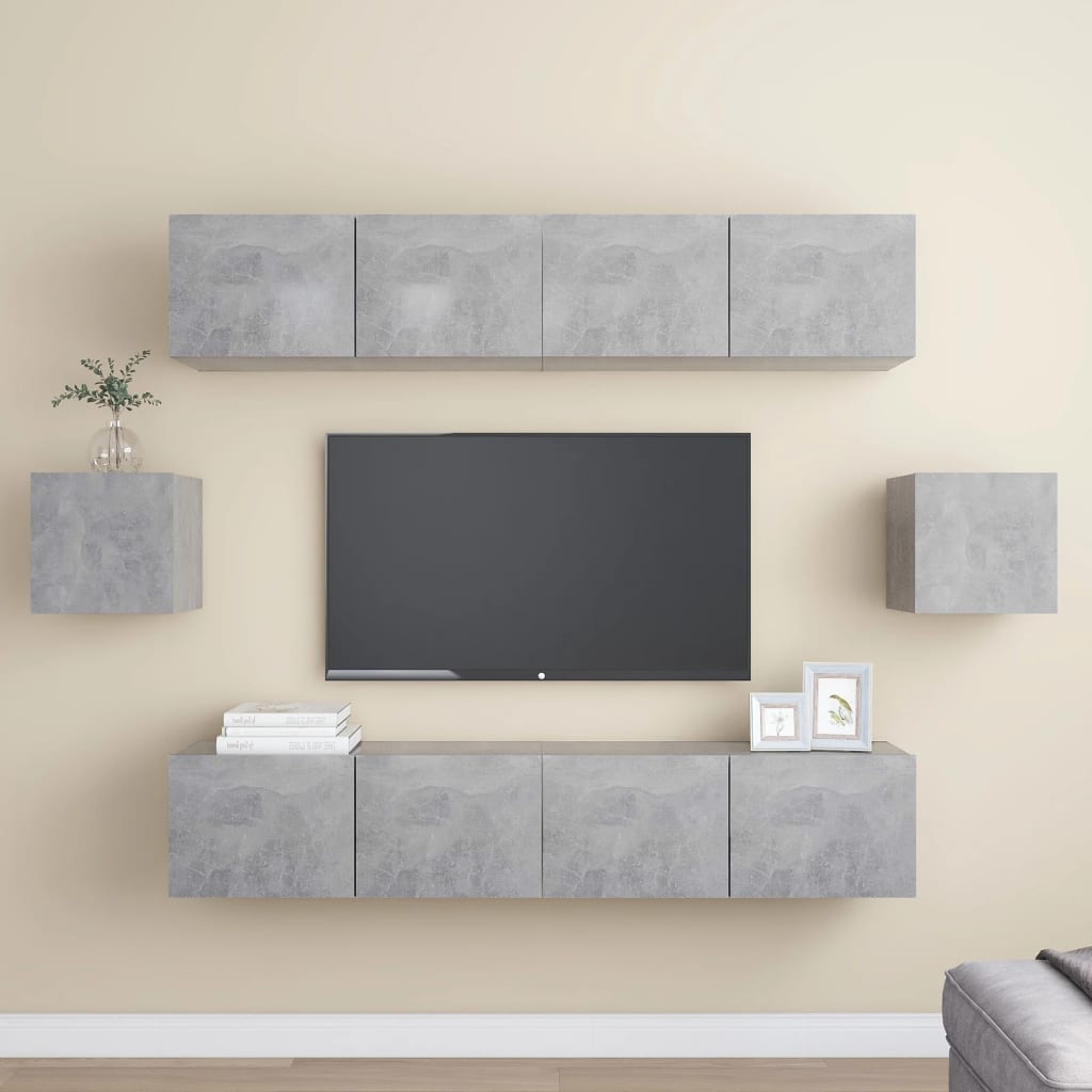 6-Delige Tv-Meubelset Spaanplaat 80 x 30 x 30 cm Betongrijs