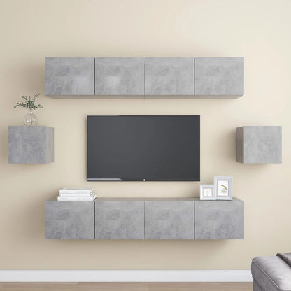 6-Delige Tv-Meubelset Spaanplaat 80 x 30 x 30 cm Betongrijs