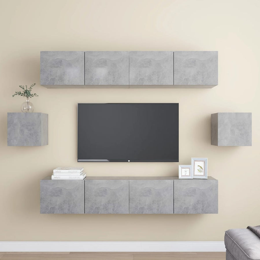 6-Delige Tv-Meubelset Spaanplaat 80 x 30 x 30 cm Betongrijs