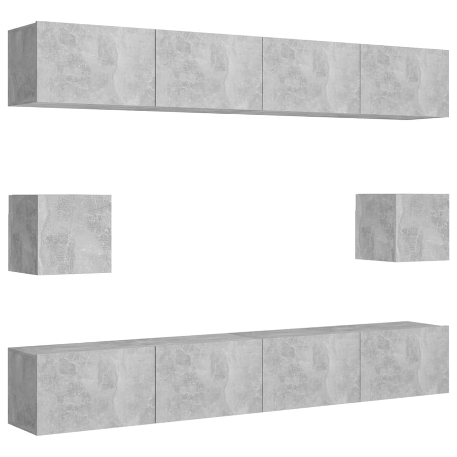 6-Delige Tv-Meubelset Spaanplaat 100 x 30 x 30 cm Betongrijs