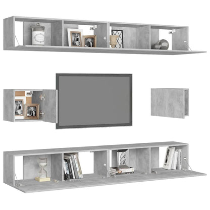 6-Delige Tv-Meubelset Spaanplaat 100 x 30 x 30 cm Betongrijs