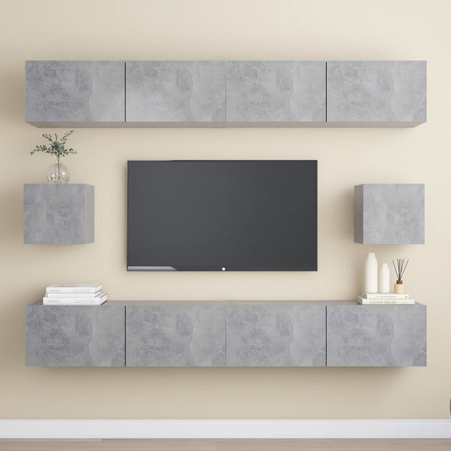 6-Delige Tv-Meubelset Spaanplaat 100 x 30 x 30 cm Betongrijs