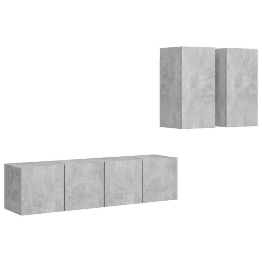 4-Delige Tv-Meubelset Spaanplaat 60 cm Betongrijs