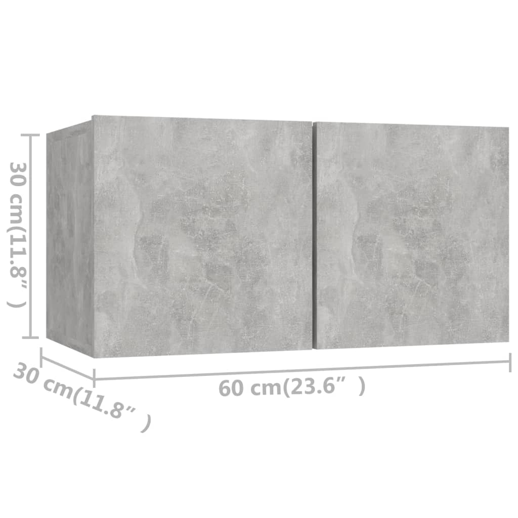 4-Delige Tv-Meubelset Spaanplaat 60 cm Betongrijs