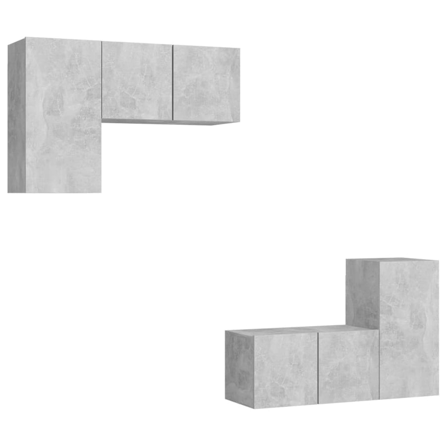 4-Delige Tv-Meubelset Spaanplaat 60 cm Betongrijs