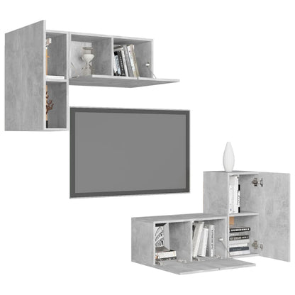 4-Delige Tv-Meubelset Spaanplaat 60 cm Betongrijs