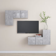 4-piece TV cabinet set chipboard concrete grey