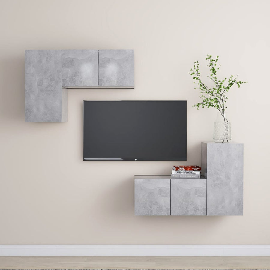 4-Delige Tv-Meubelset Spaanplaat 60 cm Betongrijs