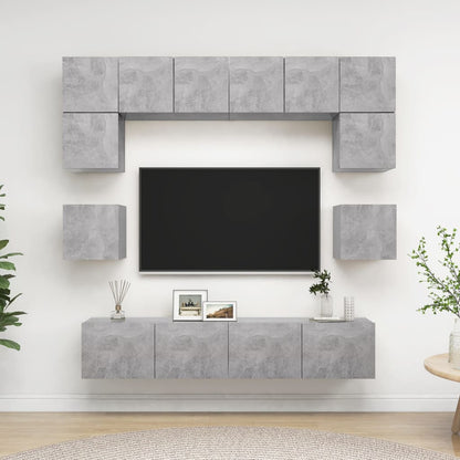 8-Delige Tv-Meubelset Spaanplaat 80 x 30 x 30 cm Betongrijs
