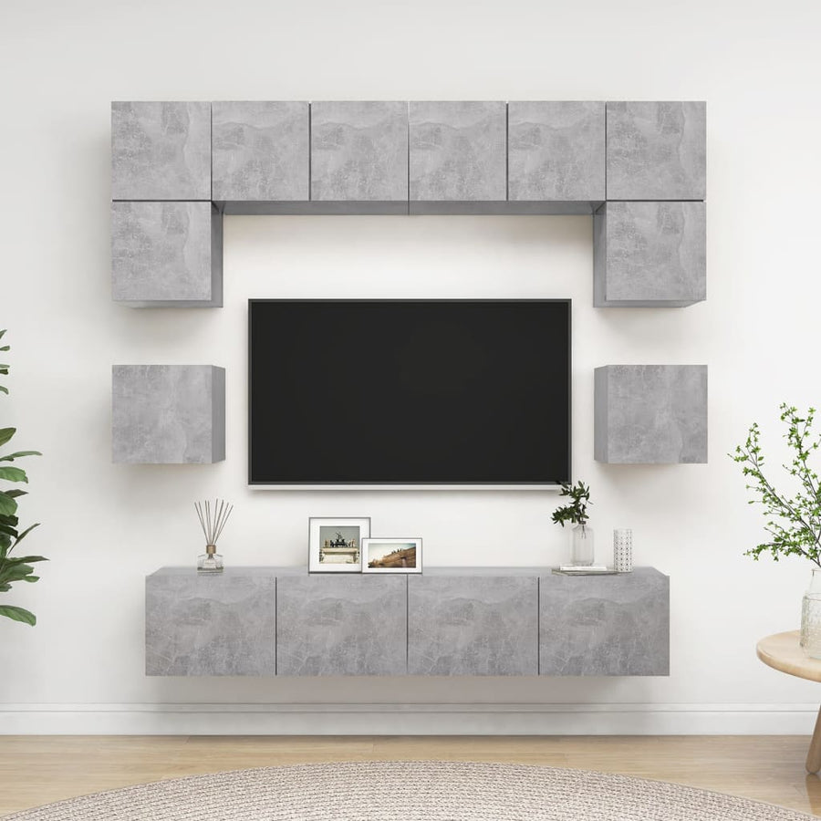 8-Delige Tv-Meubelset Spaanplaat 80 x 30 x 30 cm Betongrijs