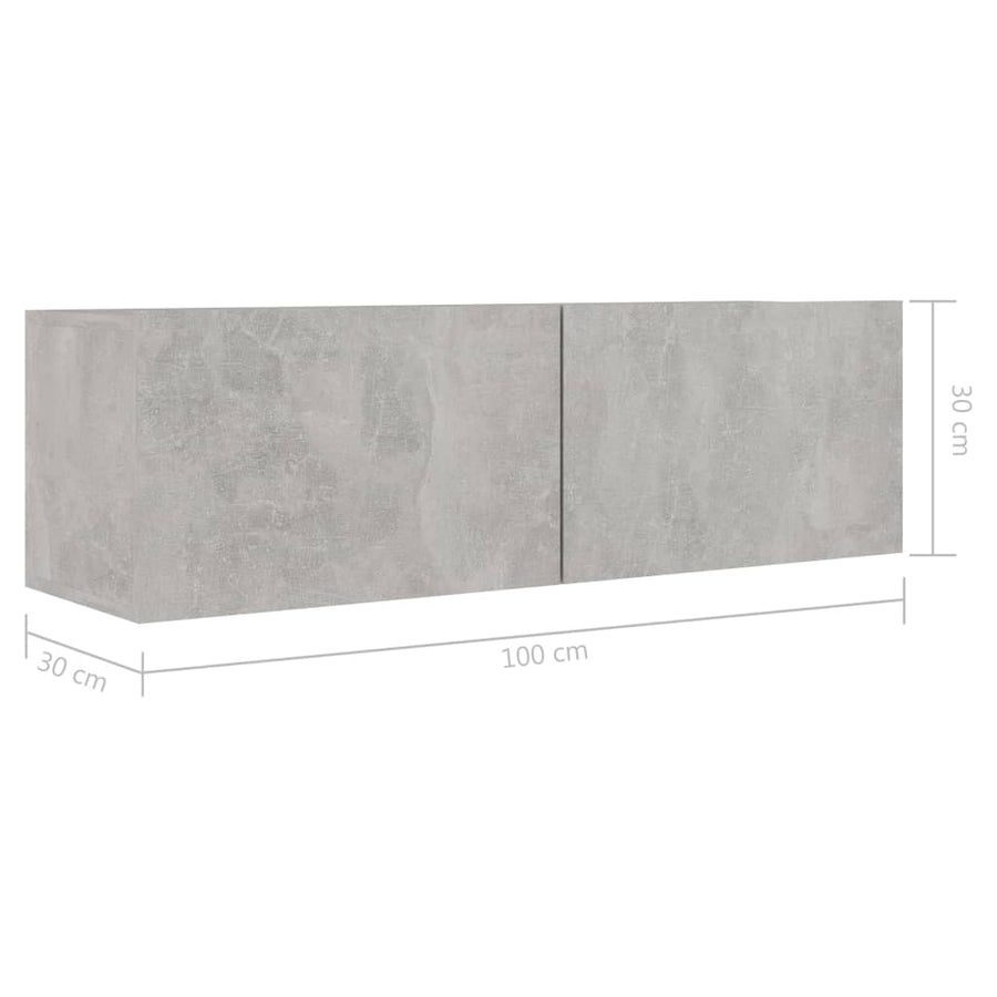 8-Delige Tv-Meubelset Spaanplaat 100 x 30 x 30 cm Betongrijs