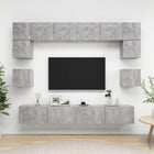 Tv-meubelset 8-delig 100 cm betongrijs bewerkt hout