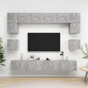 Tv-meubelset 8-delig 100 cm betongrijs bewerkt hout