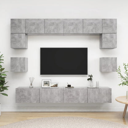 8-Delige Tv-Meubelset Spaanplaat 100 x 30 x 30 cm Betongrijs