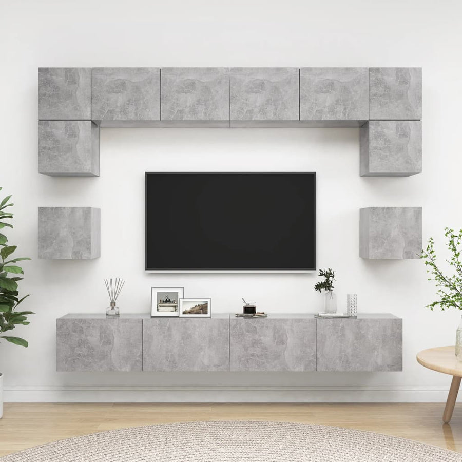 8-Delige Tv-Meubelset Spaanplaat 100 x 30 x 30 cm Betongrijs