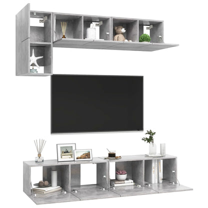 5-Delige Tv-Meubelset Spaanplaat 80 x 30 x 30 cm Betongrijs