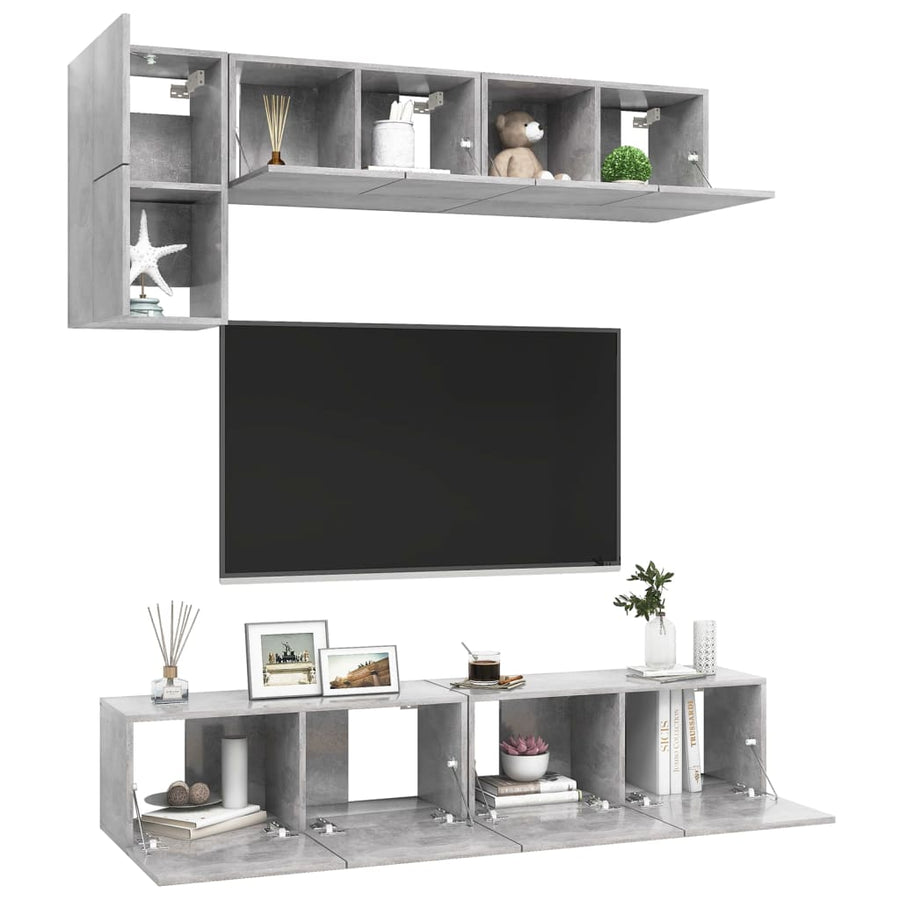 5-Delige Tv-Meubelset Spaanplaat 80 x 30 x 30 cm Betongrijs