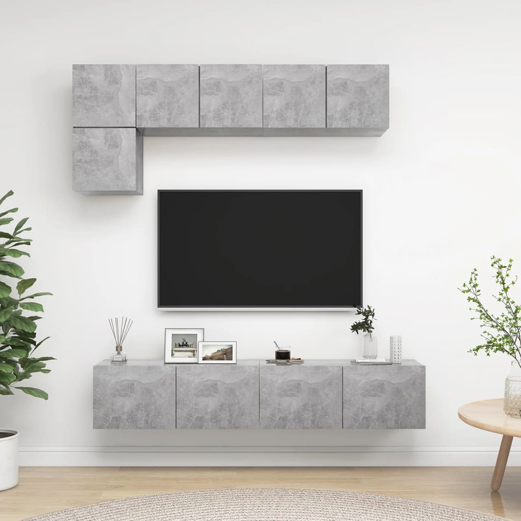 5-Delige Tv-Meubelset Spaanplaat 80 x 30 x 30 cm Betongrijs