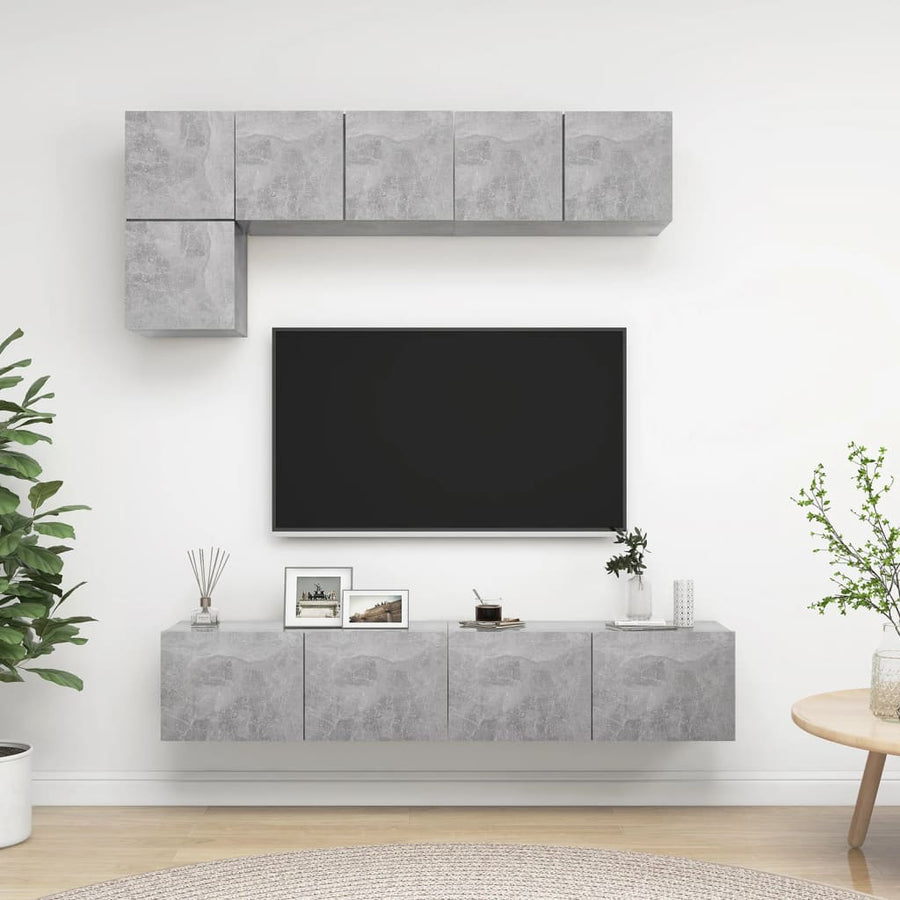 5-Delige Tv-Meubelset Spaanplaat 80 x 30 x 30 cm Betongrijs