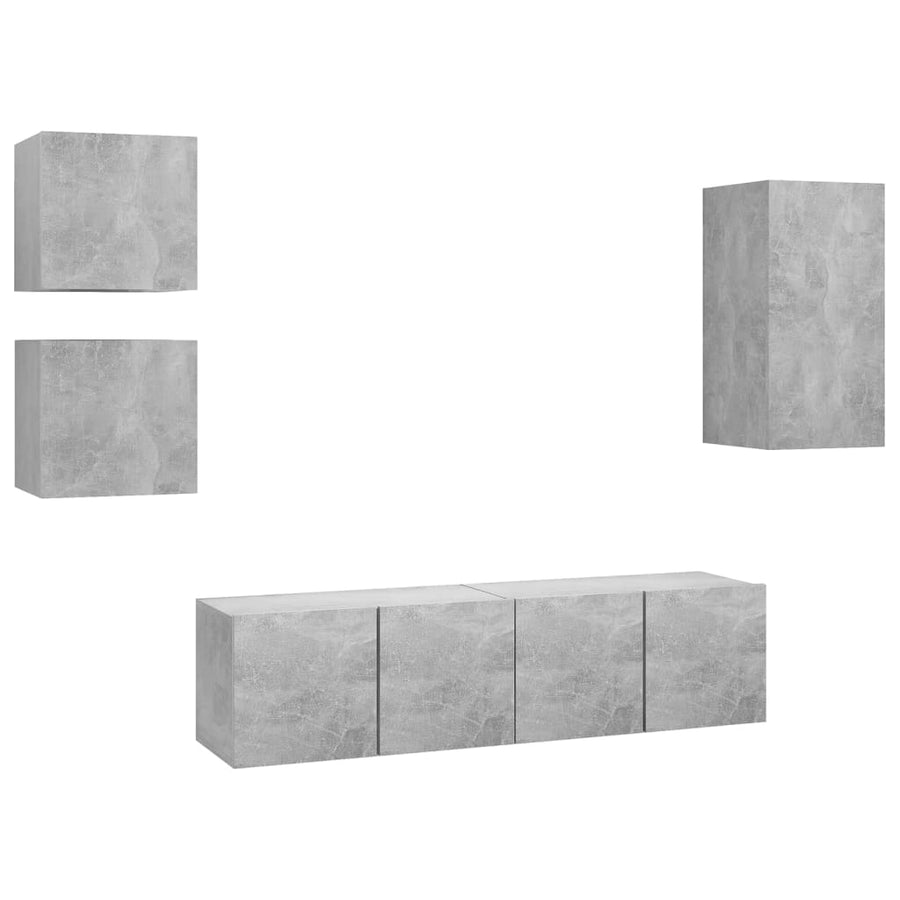 -Delige Tv-Meubelset Spaanplaat 30.5 x 30 x 60 cm Betongrijs