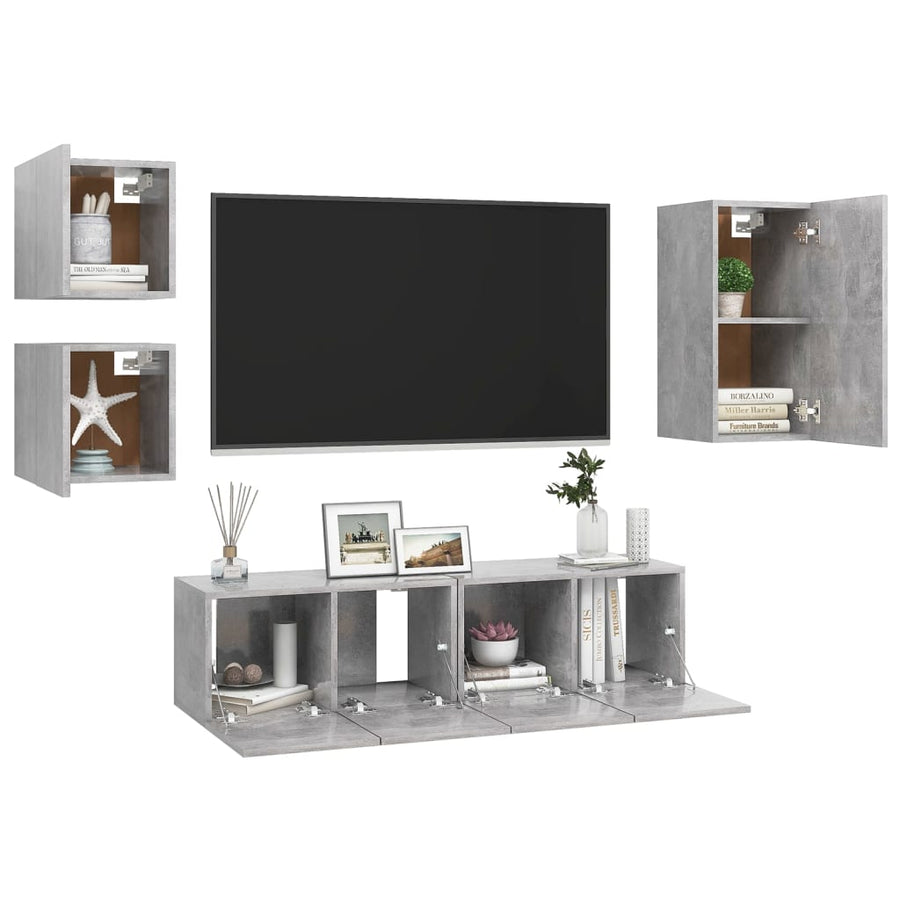 -Delige Tv-Meubelset Spaanplaat 30.5 x 30 x 60 cm Betongrijs