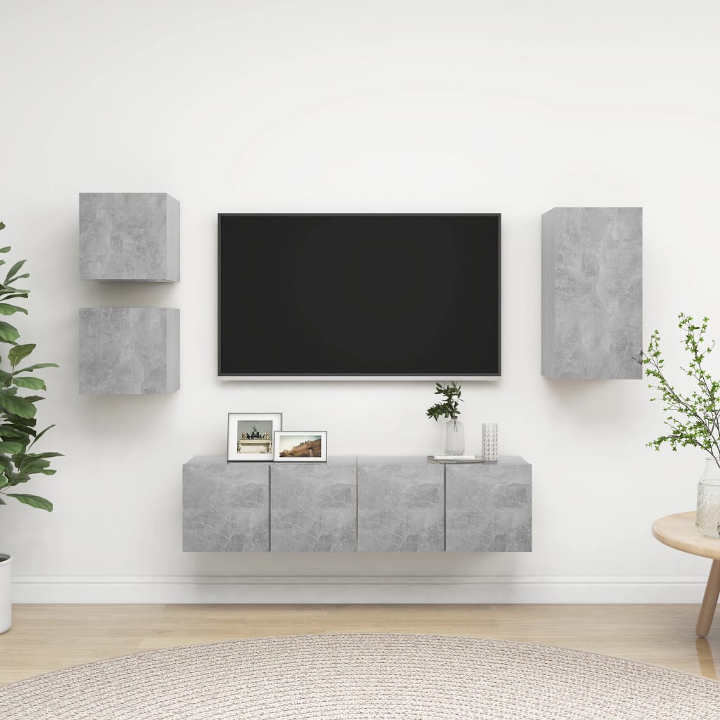 -Delige Tv-Meubelset Spaanplaat 30.5 x 30 x 60 cm Betongrijs