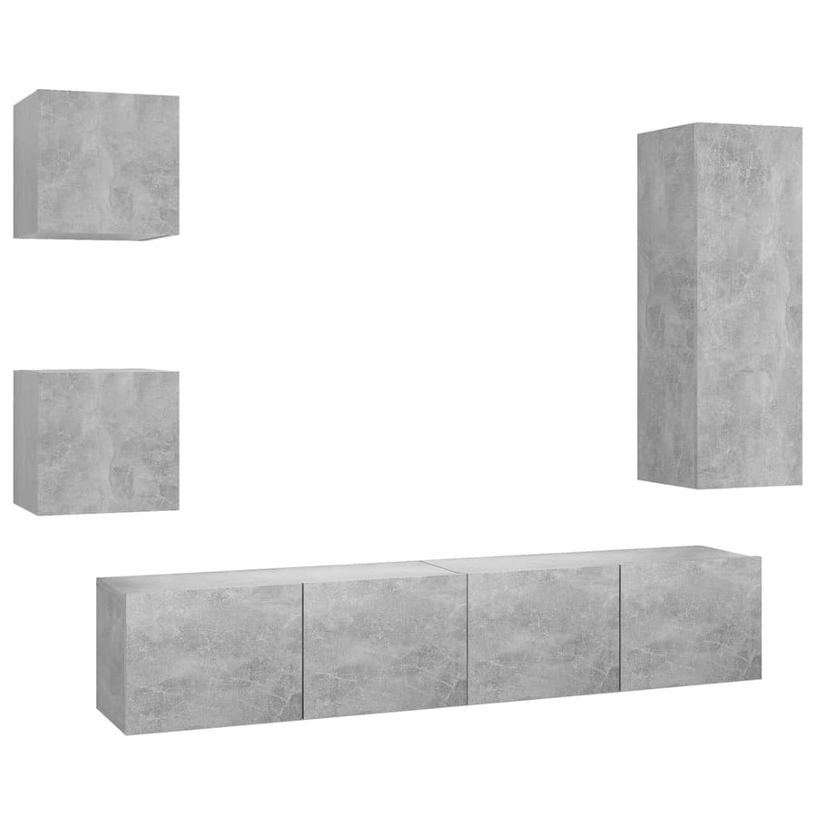 -Delige Tv-Meubelset Spaanplaat 30.5 x 30 x 90 cm Betongrijs
