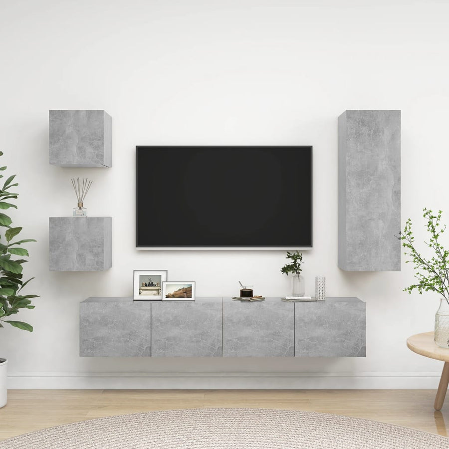 -Delige Tv-Meubelset Spaanplaat 30.5 x 30 x 90 cm Betongrijs