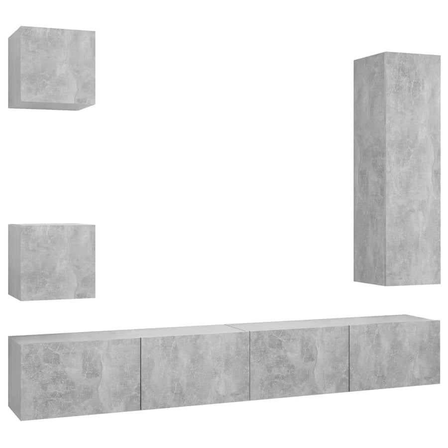 5-Delige Tv-Meubelset Spaanplaat Betongrijs 30.5 x 30 x 110 cm