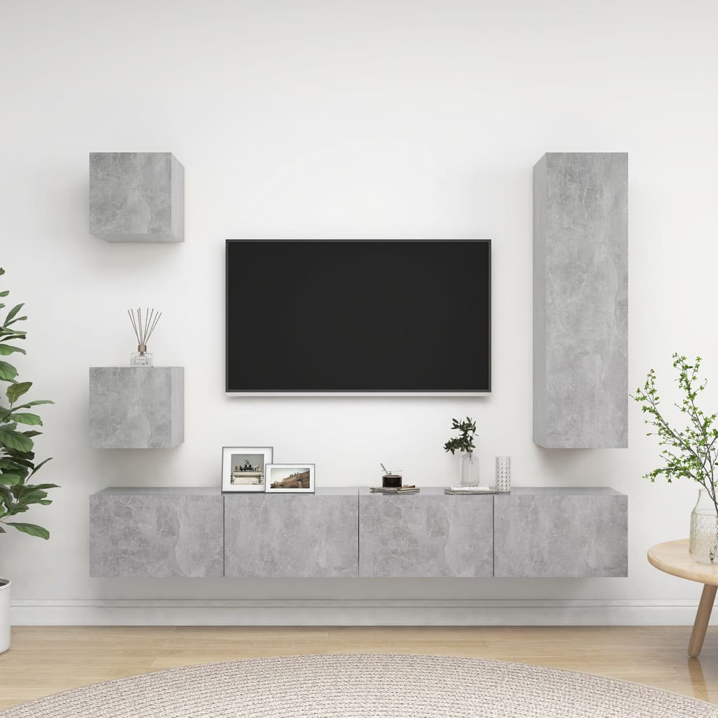 5-Delige Tv-Meubelset Spaanplaat Betongrijs 30.5 x 30 x 110 cm