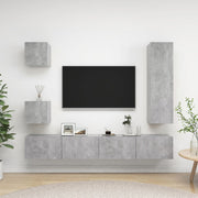 Tv-meubelset 5-delig spaanplaat betongrijs