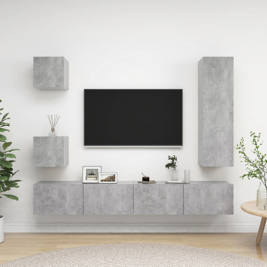 5-Delige Tv-Meubelset Spaanplaat Betongrijs 30.5 x 30 x 110 cm