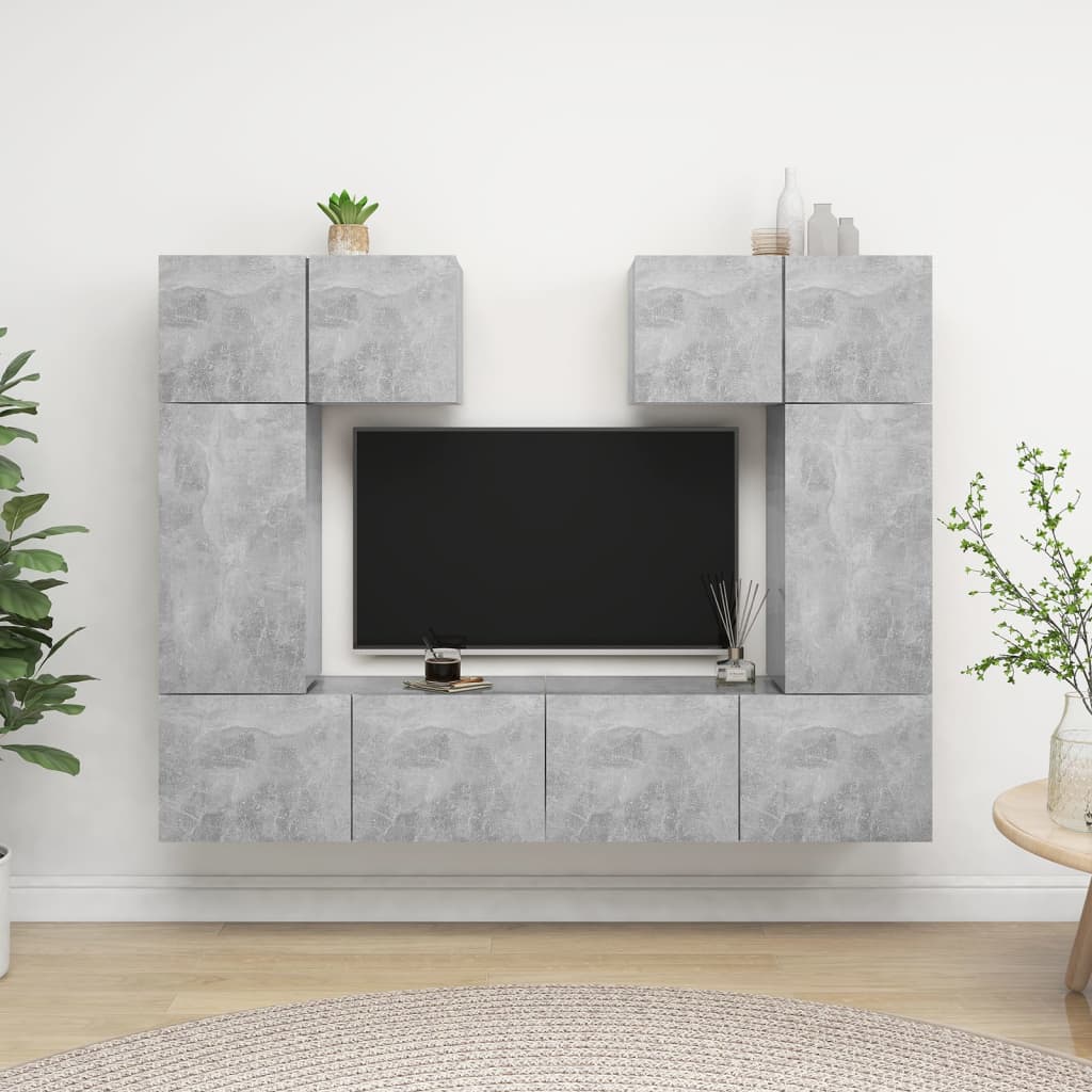 6-Delige Tv-Meubelset Spaanplaat 60 cm Betongrijs